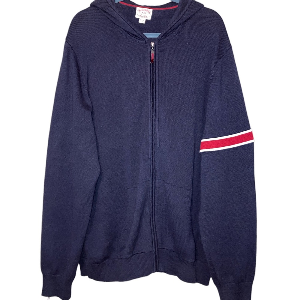 Brooks Brothers Cotton/Wool Knitted Front Zip Hooded Sweater NEW